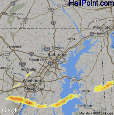 Hail Map for Baltimore, MD Region on May 2, 2016 