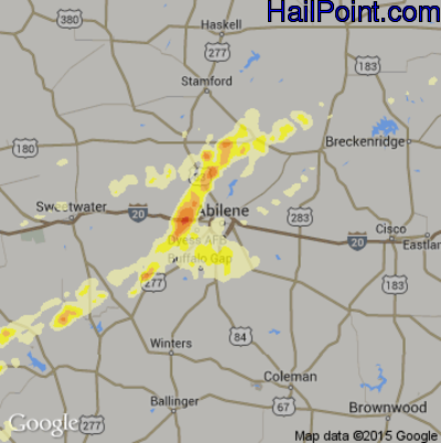 Hail Map for Abilene, TX Region on May 8, 2016