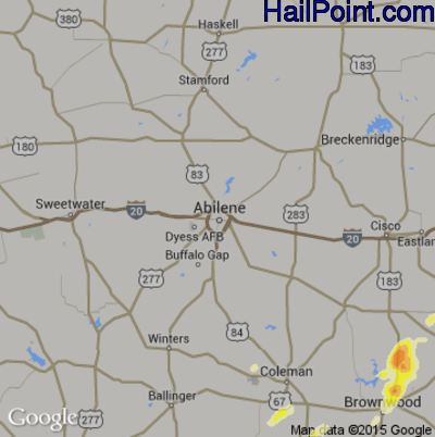 Hail Map for Abilene, TX Region on May 10, 2016