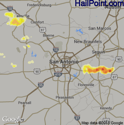 Hail Map for San Antonio, TX Region on May 11, 2016