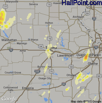 Hail Map for Topeka, KS Region on May 11, 2016