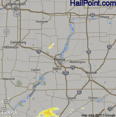 Hail Map for Peoria, IL Region on May 11, 2016 