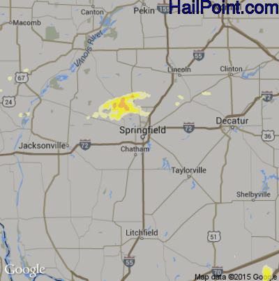 Hail Map for Springfield, IL Region on May 11, 2016