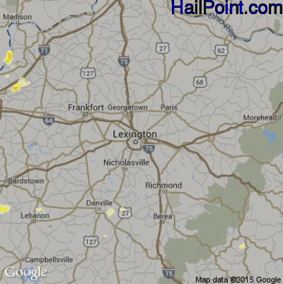 Hail Map for Lexington, KY Region on May 11, 2016