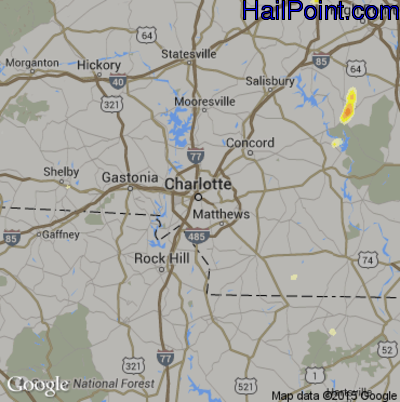 Hail Map for Charlotte, NC Region on May 12, 2016