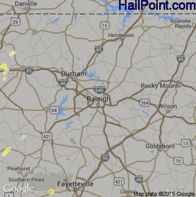 Hail Map for Raleigh, NC Region on May 12, 2016