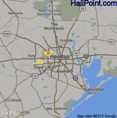Hail Map for Houston, TX Region on May 13, 2016