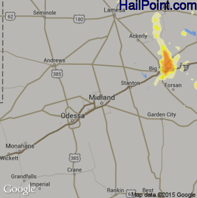 Hail Map for Midland, TX Region on May 14, 2016