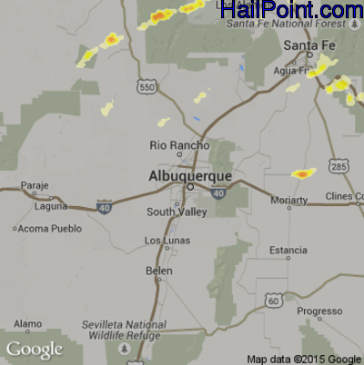 Hail Map for Albuquerque, NM Region on May 15, 2016