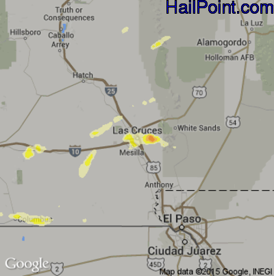 Hail Map for Las Cruces, NM Region on May 18, 2016