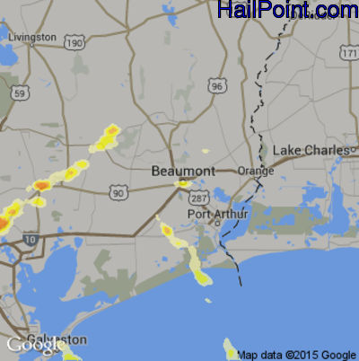 Hail Map for Beaumont, TX Region on May 21, 2016