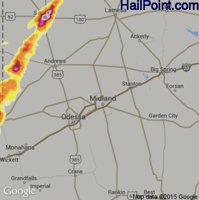 Hail Map for Midland, TX Region on May 21, 2016