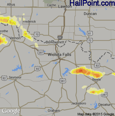 Hail Map for Wichita Falls, TX Region on May 23, 2016