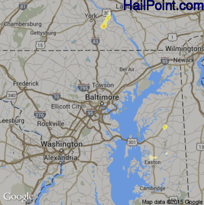 Hail Map for Baltimore, MD Region on May 23, 2016
