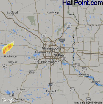 Hail Map for Minneapolis, MN Region on May 23, 2016