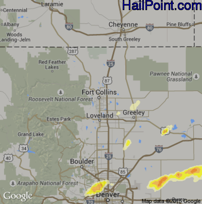 Hail Map for Fort Collins, CO Region on May 24, 2016