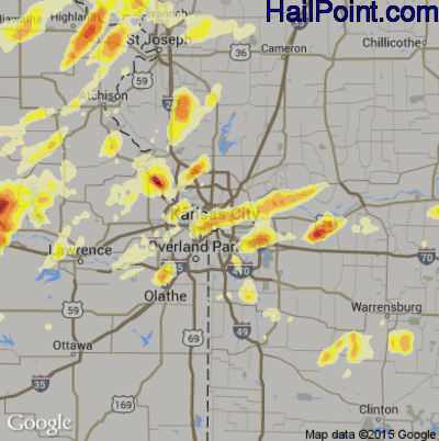 Hail Map for Kansas City, MO Region on May 26, 2016