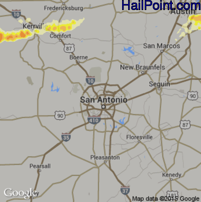 Hail Map for San Antonio, TX Region on May 26, 2016