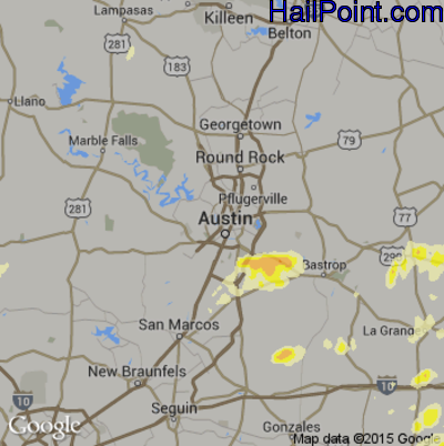 Hail Map for Austin, TX Region on May 26, 2016
