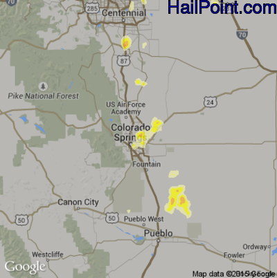 Hail Map for Colorado Springs, CO Region on May 26, 2016