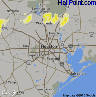 Hail Map for Houston, TX Region on May 26, 2016
