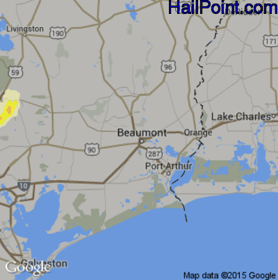 Hail Map for Beaumont, TX Region on May 26, 2016