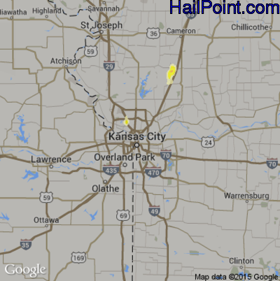 Hail Map for Kansas City, MO Region on May 27, 2016