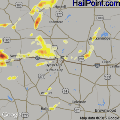 Hail Map for Abilene, TX Region on May 28, 2016