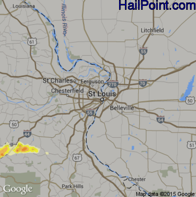 Hail Map for St. Louis, MO Region on May 29, 2016