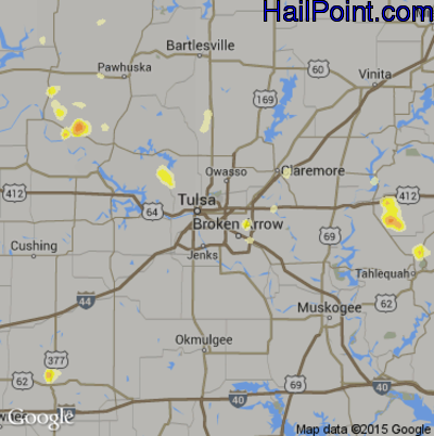 Hail Map for Tulsa, OK Region on May 29, 2016