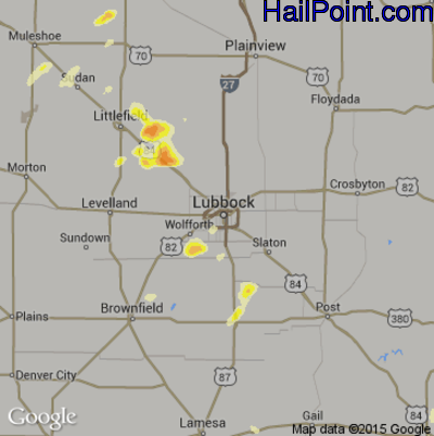 Hail Map for Lubbock, TX Region on May 30, 2016