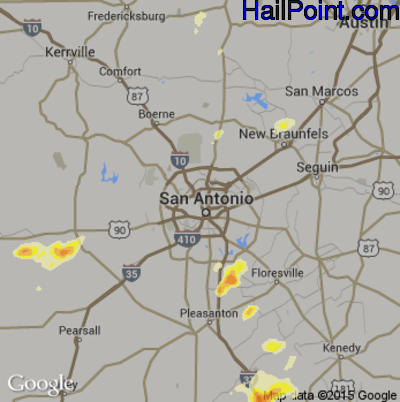 Hail Map for San Antonio, TX Region on May 31, 2016 