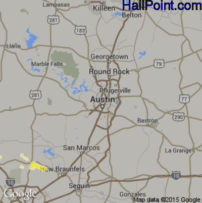 Hail Map for Austin, TX Region on June 1, 2016 