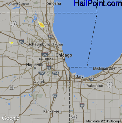 Hail Map for Chicago, IL Region on June 10, 2016