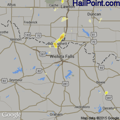 Hail Map for Wichita Falls, TX Region on June 11, 2016