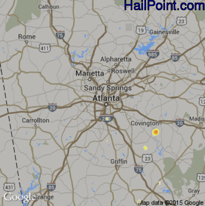 Hail Map for Atlanta, GA Region on June 14, 2016