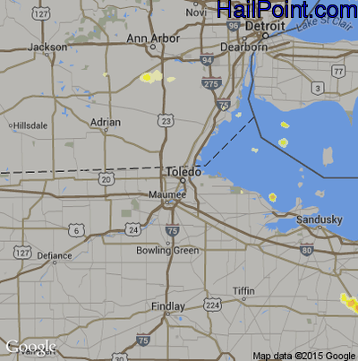 Hail Map for Toledo, OH Region on June 16, 2016