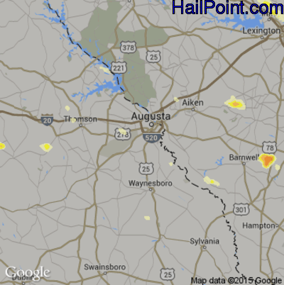 Hail Map for Augusta, GA Region on June 17, 2016