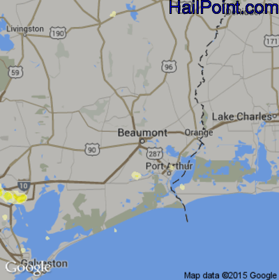 Hail Map for Beaumont, TX Region on June 18, 2016