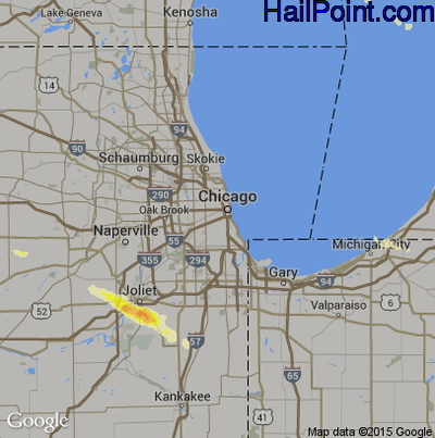 Hail Map for Chicago, IL Region on June 20, 2016 