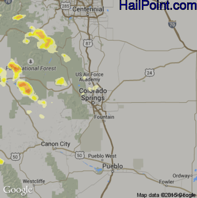 Hail Map for Colorado Springs, CO Region on June 20, 2016