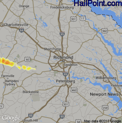 Hail Map for Richmond, VA Region on June 23, 2016