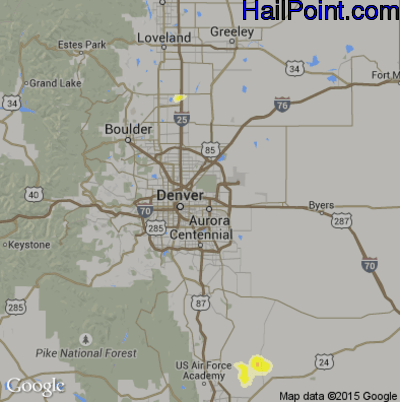 Hail Map for Denver, CO Region on June 23, 2016