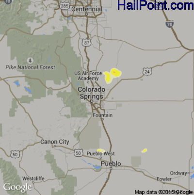 Hail Map for Colorado Springs, CO Region on June 23, 2016