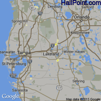Hail Map for Lakeland, FL Region on June 26, 2016