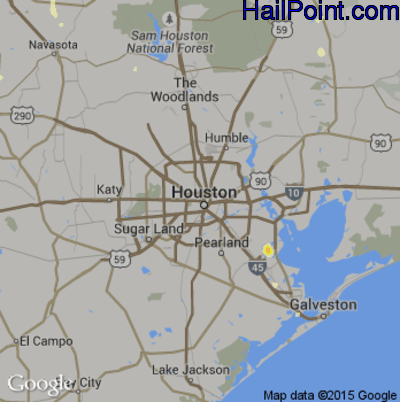 Hail Map for Houston, TX Region on June 28, 2016