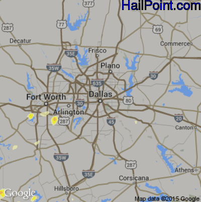 Hail Map for Dallas, TX Region on June 28, 2016