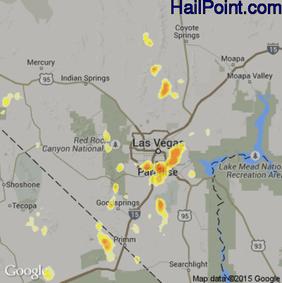 Hail Map for Las Vegas, NV Region on June 30, 2016