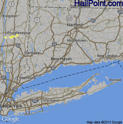 Hail Map for New Haven, CT Region on July 1, 2016