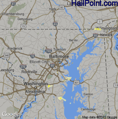 Hail Map for Baltimore, MD Region on July 1, 2016